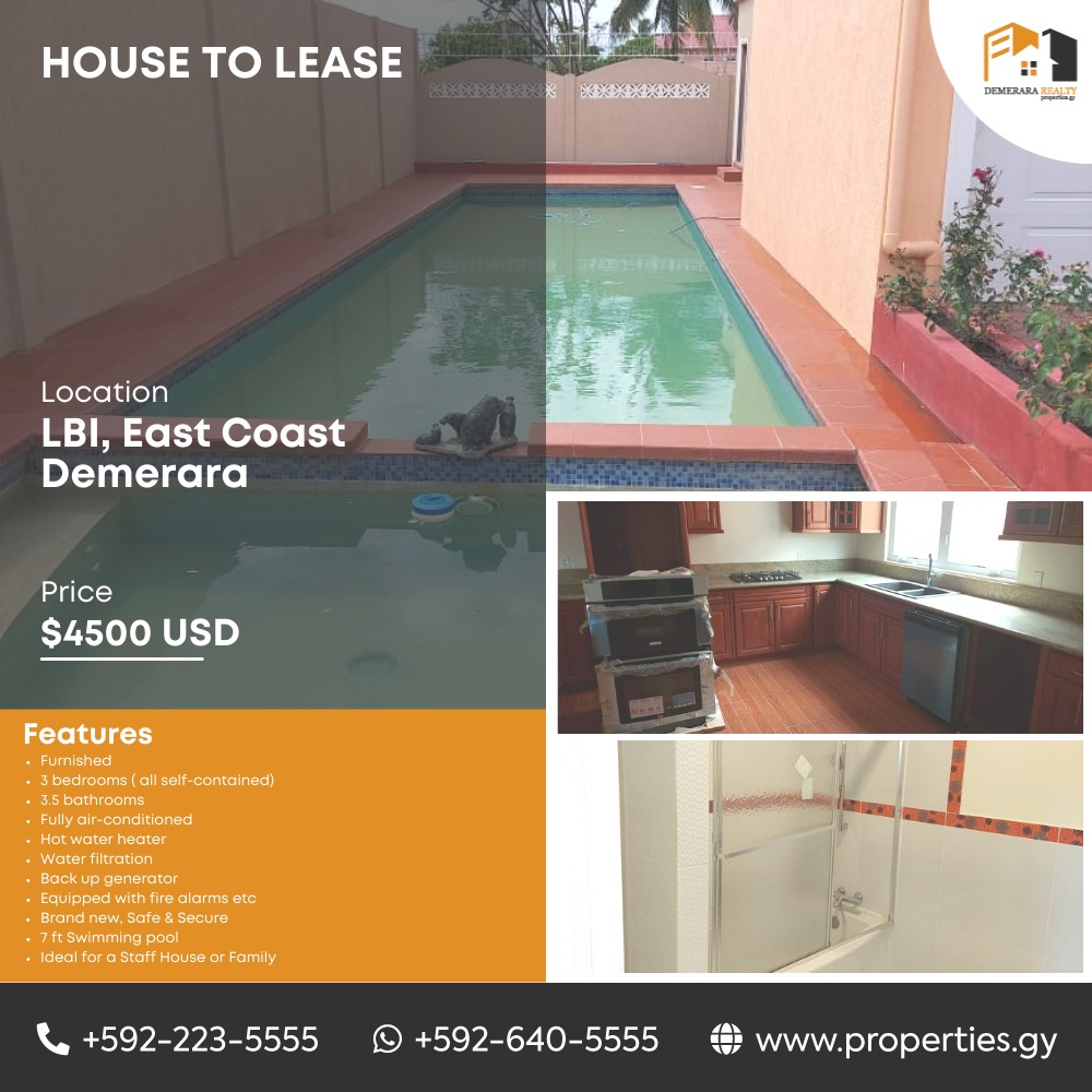 LBI HOUSE WITH POOL TO LEASE Demerara Realty