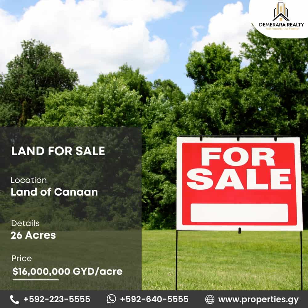 Land of Canaan, Guyana Land for Sale Demerara Realty